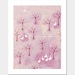 Geese in the Orchard Posters and Art